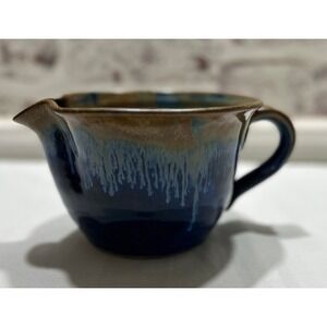 Pigeon River Pottery T Kerns Studio Art Pottery Blue Drip Glaze Pitcher